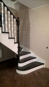 Современная черно-белая лестница из дерева (Фото) #06