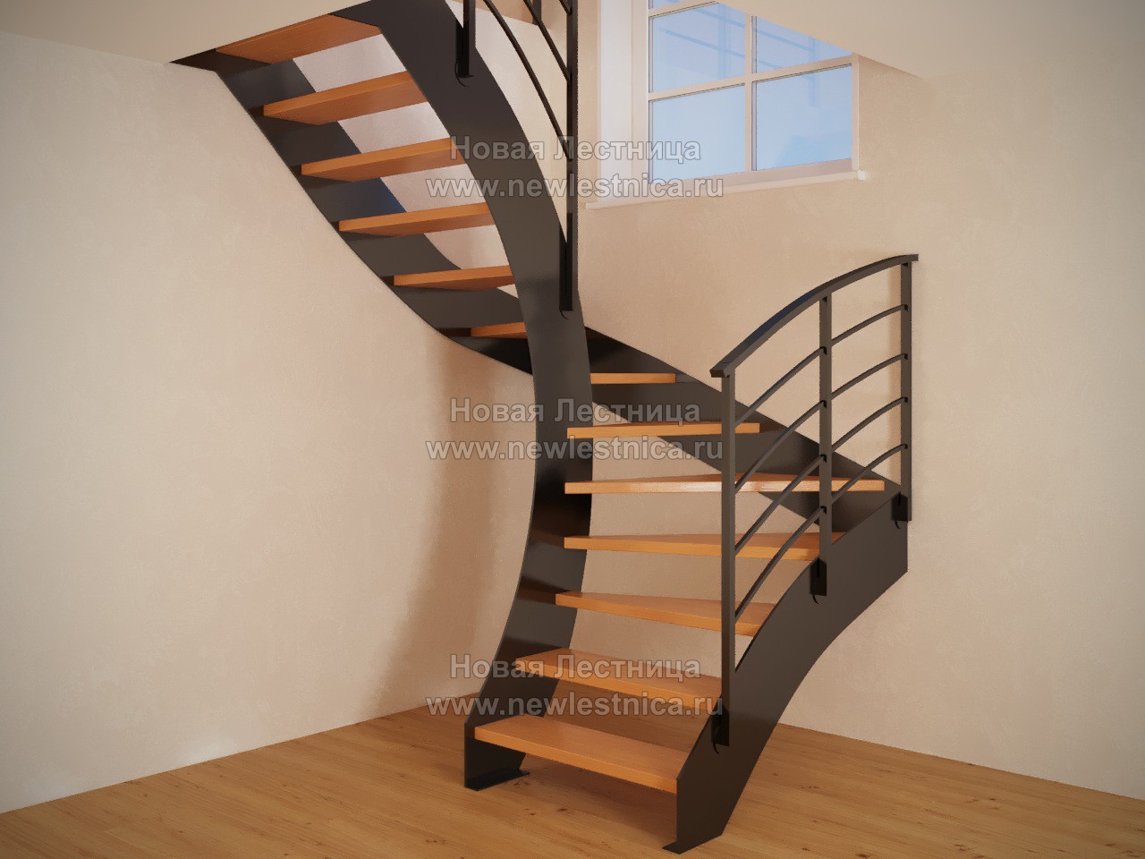 Эксклюзивная лестница на металлических тетивах (фото)