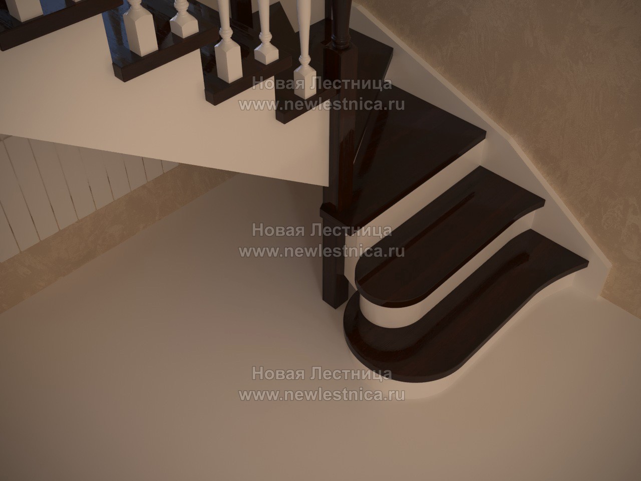 Современная черно-белая лестница из дерева (Проект) #5