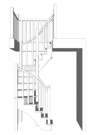 Калькулятор П-образной лестницы с забежными ступенями